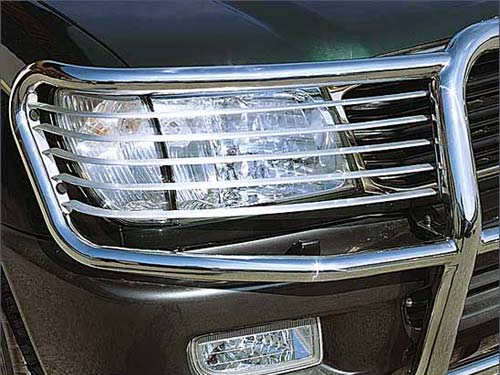 Toyota Land Cruiser J100/Lexus LX470 - Защитная решётка на передние фары, нержавейка полированная для RS60 / RS60 U Алюминевая, серебряная