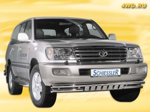 Toyota Land Cruiser J100/Lexus LX470 - Защита переднего бампера 60мм, двухтрубная с защитой картера нержавейка, полированная